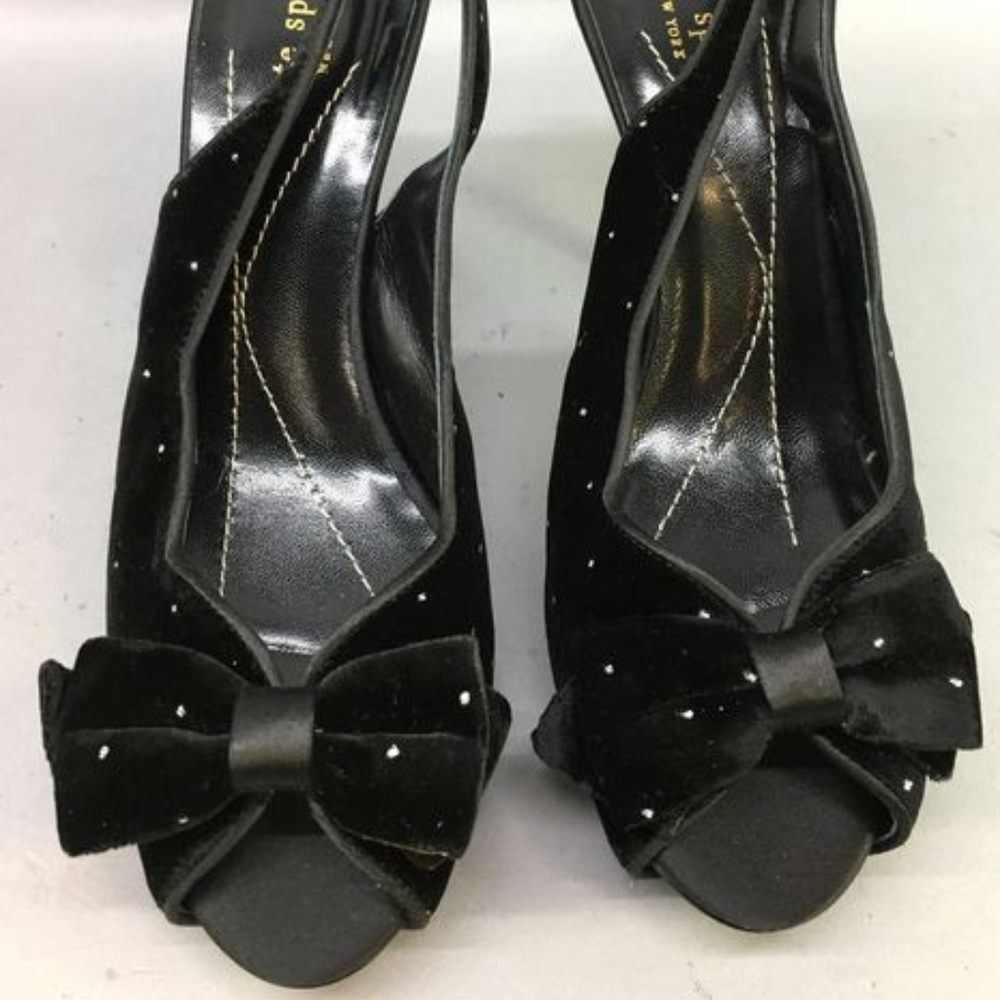 kate spade Giada Blk/Glitter Dot Velvet Heels